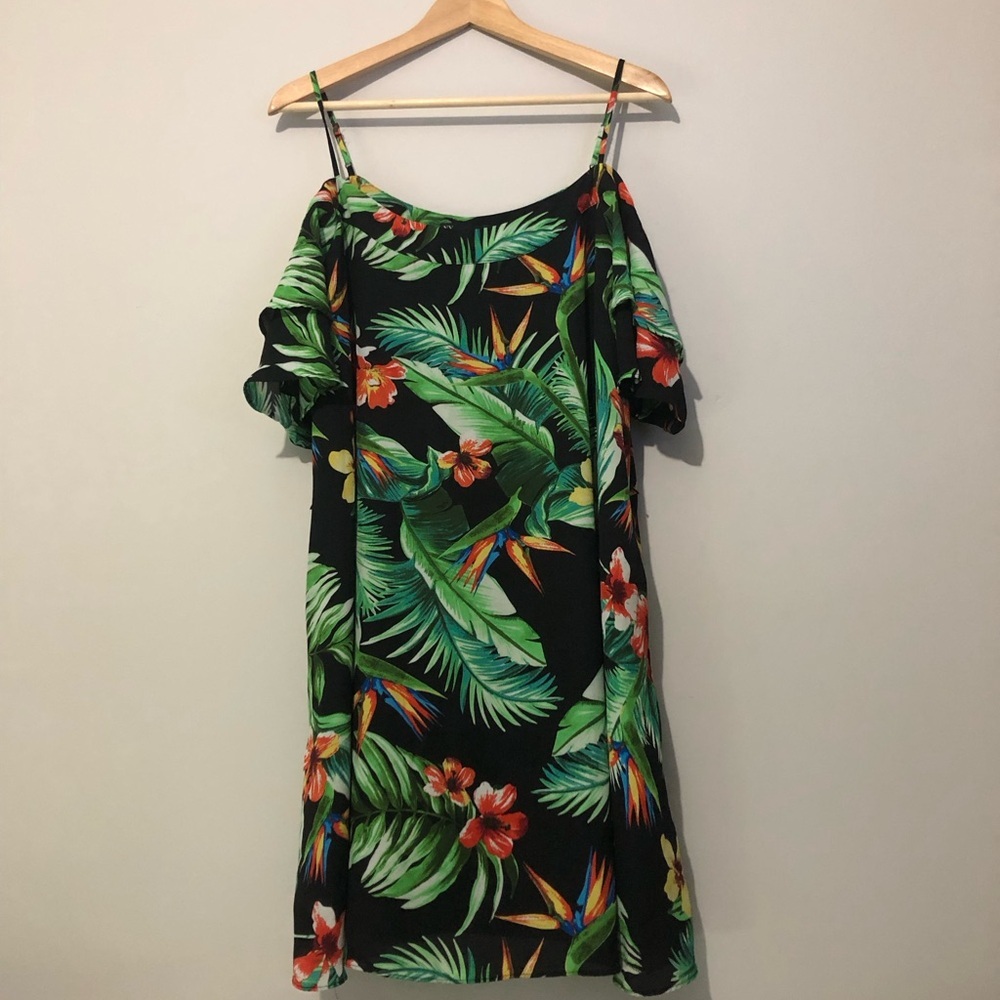 NY&C Size Large Tropical Floral Off-Shoulder Dress